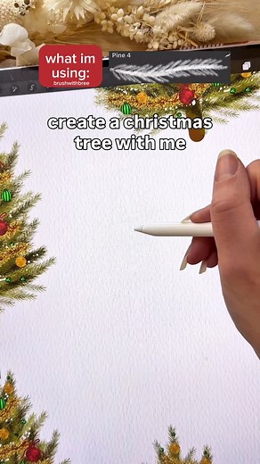Happy first of November which means it’s officially time for a Christmas post. Create this Christmas tree with me on procreate. The design options are endless and they are so much fun to make 🎄🎄 perfect for those planning stickers, cards, clip art, Christmas DIY and stationery for this festive season 😍 🌲 the pine wreath brushes (and bauable stamps) used are part of the “wreath and garland”brush set 🎄the tinsel used is part of the realistic tinsel set ✨the glitter brush used is part of the g