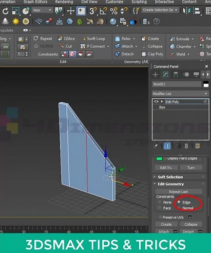 3ds Max Edge Selection & Editing | Use constraints to edge for moving sub objects #3dsmax #shorts