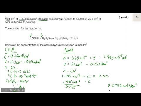 Concentration calculations (higher) - exam question walkthroughs