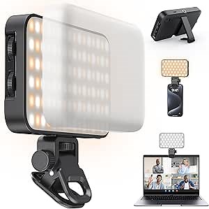Selfie Light with Soft Diffuser & Built-in Stand – 96 LED Rechargeable Clip Fill Zoom Light for Phone, iPhone, iPad, Camera, for Makeup, TikTok, Vlog, and FaceTime Calls