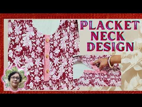 ELEGANT PLACKET NECK DESIGN WITH WOODEN BUTTONS CUTTING AND STITCHING FOR KURTIS & SUITS ✂️ #placket