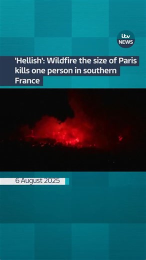 A wildfire in France that has burned an area the size of Paris has killed one person and injured at least 13 others. The blaze is the biggest wildfire France has seen this year, spreading over 13,000 hectares and eclipsing the size of the French capital. #itvnews #weather #wildfires #france | ITV News