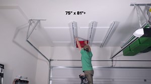 E-Z Garage Storage Tote Slide PRO – Made in USA | Heavy-Duty Alloy Steel Overhead Rack – Organize Up to 15 Storage Tote Bins on Garage Ceiling – 88” x 80” x 3.5”, White – Space-Saving Design