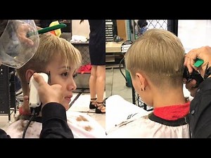 Pixie Buzz Cut After Blonde Colour