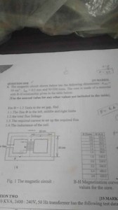 with B－H relatiouship givm in the table below．Use the nearest ... | Filo
