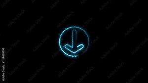 Download Icon animated Isolated on green Background. Arrow move in to line and download flat icon. Download icon with loading circle animation on a black background. 4k video.