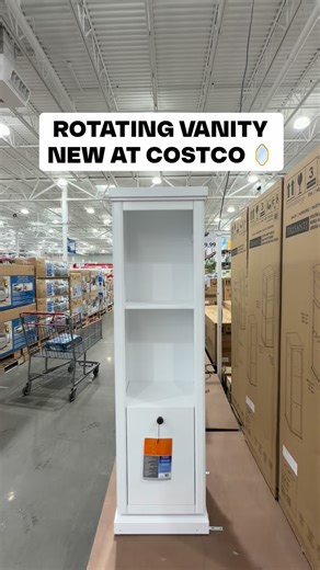 🪞 This rotating vanity setup is such a smart space-saving find at Costco 👀 The full-length mirror rotates open to reveal storage for jewelry, accessories, and everyday essentials, which makes it feel super functional without taking up much floor space 🙌🏼 Clean, modern, and surprisingly practical for bedrooms or dressing areas ($349.99) #costco #costcofinds #homefinds | Costco Buys