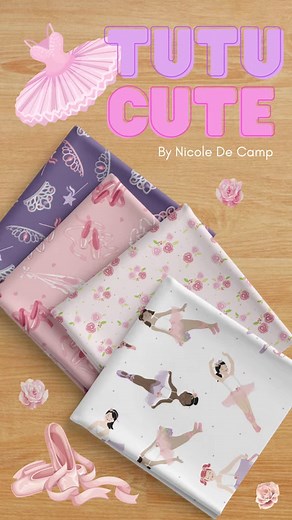 1.6K views · 21 reactions | Is there such a thing as a fabric being too cute!? Nicole DeCamp's Tutu Cute collection is a show-stopping fabric line full of ballerinas, dance motifs, florals, dots and swirls, all in feminine shades of pink and purple. Perfect for the prima ballerinas in your life, these fabrics are sure to receive a standing ovation when used in your next project. Find more https://bit.ly/469SoAR. | Benartex | Facebook