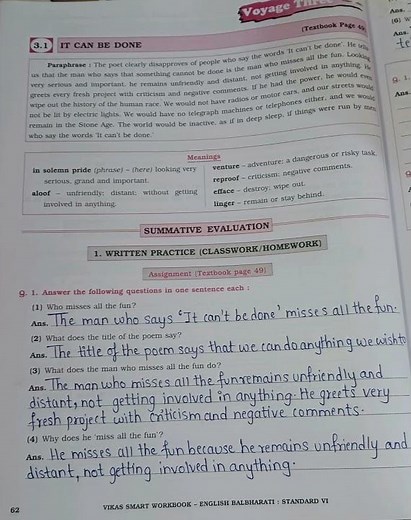 Standard 6: English - 3.1 It can be done workbook questions and answers