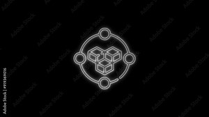 Blockchain Icon - 4K Animated Linear Symbol Icon Video Background on Black Screen