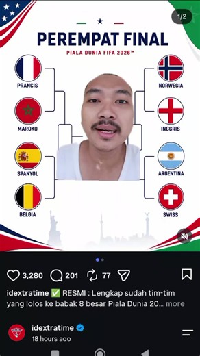 Ayo plis, butuh negara untuk matahin script fifa. #worldcup #pialadunia #8besar #perempatfinal