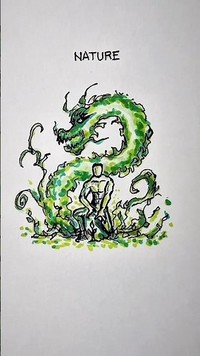 How to Draw Body with Fire, Water & Nature element 😳 #shorts #stickman #power #drawing