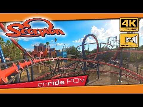 4K Roller Coaster POV SCORPION onride ultrawide angle 😮 Busch Gardens Tampa #throwbackthursday