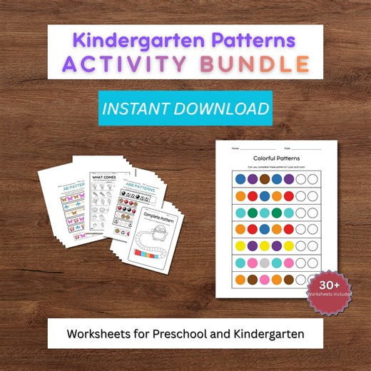 Preschool Kindergarten Color Cut Paste Patterns Activity Bundle (digital Download) - Etsy