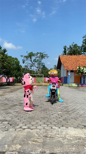 Kodok pink Naik Sepeda listrik