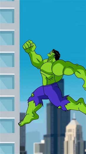 Red hulk Drops Bruce Banner off the building Angry Hulk Transformation Animation Red vs Green