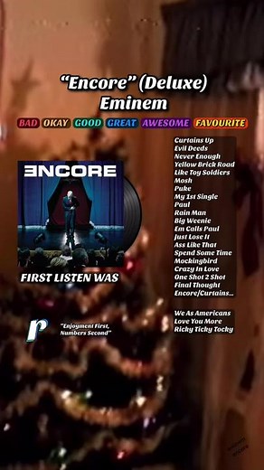 "Encore" (Deluxe) - Eminem ALBUM RANKING: This album naturally served ...