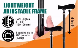Adjustable Walking Canes for Men, Foldable Walking Stick with Built-in Light, Lightweight Senior Walking Canes Folding, Walking Canes for Women for Stability