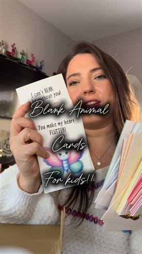 Bargains by Lauren | Curvy Mom Casual Style | Learning Play on Instagram: "Blank play on words animal cards for your kids to write cute notes to friends. Or for you to write to your kids!! Affordable and great quality!! Plus they have a great box to keep them all together. Use code BARGOFF10 for 10% off your purchase. #LTKGiftGuide Comment SHOP below to receive a DM with the link to this post on my LTK ⬇ https://liketk.it/5JgLp #ltkkids #ltkfindsunder50 #blankcards #kidscards #cardsforkids"