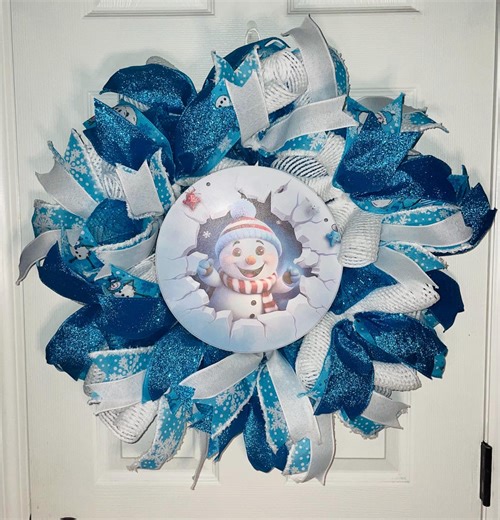 Deco Mesh Snowman Wreath, Winter Front Door Decor - Etsy