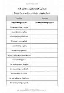Past Continuous Worksheets | Games4esl