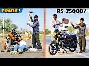 गरीब किसान की गाड़ी जला दी 😭 -Burning Poor Farmer Bike And Giving Them New Bike - बाल बाल बच गये 😭