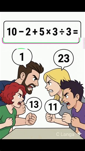 10 - 2 + 5 × 3 ÷ 3 = ? | 90% People Solve It Wrong 😱 #puzzle #riddle #shorts