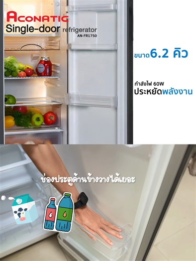 รีวิวตู้เย็น 1 ประตู Aconatic รุ่น AN-FR1750