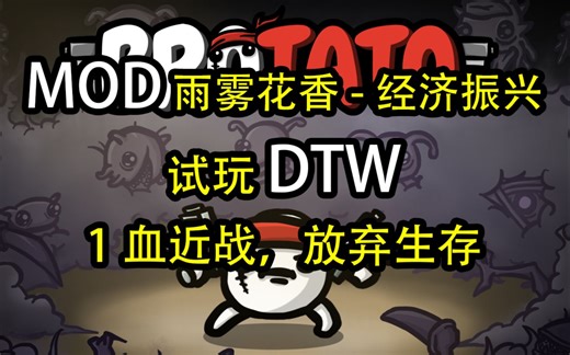 【Brotato土豆兄弟】DTW——雨雾花香mod角色，开局锁住1滴血，挨两下就暴毙的近战角色！_游戏热门视频