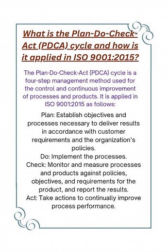 What is the Plan-Do-Check-Act (PDCA) cycle and how is it applied in ISO 9001:2015?