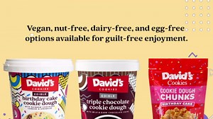 David’s Cookies Birthday Cake Edible Cookie Dough – 2 Tubs (12oz Each) – Safe-to-Eat, Eggless Recipe with Heat-Treated Flour – with Rainbow Chocolate Candies & Sprinkles, Ready-to-Eat Dessert Treat