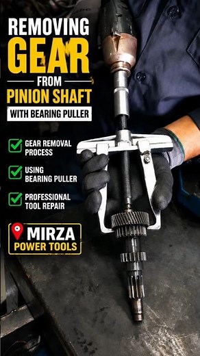 🔧 Removing Gear from Pinion Shaft Using Bearing Puller#MirzaPowerTools #GearRemoval #PinionShaft