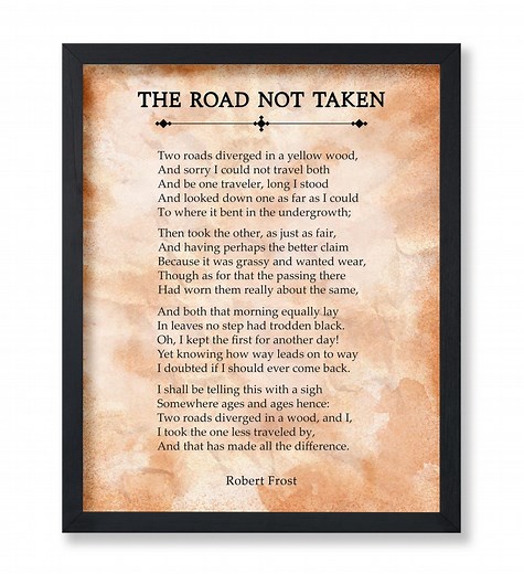 Robert Frost Poster - the Road Not Taken Print - Motivational Poetry Art - Inspiring Gift - Bedroom Wall Decor - UNFRAMED - Etsy