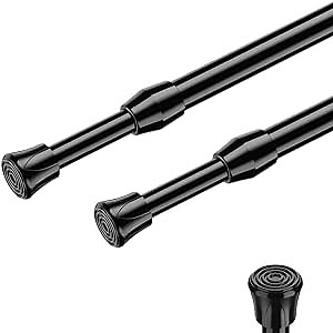 AIZESI 2PCS Tension Rods 17 to 28 inch, Black Tension Rods Adjustable Spring Tension Window Rods Short Tension Rod Expandable Pressure Rod for Shoe Rack Hanger Curtain Rod Closet Rods
