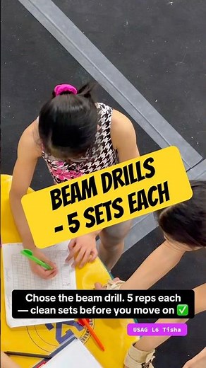 Beam drill today — 5 reps each #BeamWork #gymnasticslife #gymnastics #training #gymnasticsdrills