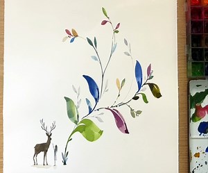 How to Paint Leaves / Painting Watercolor For Beginners | MAY Art.