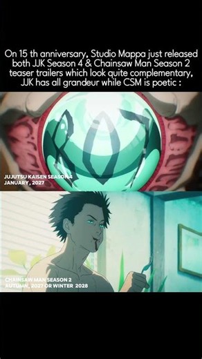 Mappa released JJK & CSM new season trailers #anime #mappa #attackontitan #jjk #chainsawman