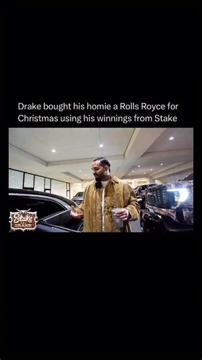 Terrifying on Instagram: "W friend 😭🔥 Drake has a long-standing partnership with the online gambling platform Stake, frequently appearing in sponsored streams and promotional content where large bets and wins are showcased. Clips like this circulated widely around the holidays, with claims that he used winnings from those sessions to buy a Rolls-Royce as a gift for a close friend, adding to the spectacle around his high-profile gambling persona. What’s verifiable is that Drake is paid through 
