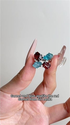 Raw Garnet & Blue Apatite Ring #oryssia #jewelry #crystalring