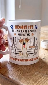 Wrappiness Personalized Dog Dad Coffee Mug - Custom Fathers Day Mug Gifts for Dogs Lover, Custom Name and Dogs Breed 3D Effect Coffee Cup Funny Gift for Pet Lover on Birthday, Fathers Day (1 Dog)