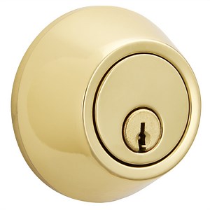 Hyper Tough, Keyed Entry Single Cylinder Steel Deadbolt, Polished Brass Finish