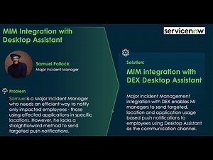ServiceNow Digital End-user Experience (DEX) App Use Major Incident Management (MIM) Alerts Demo
