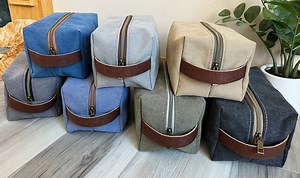 Canvas Dopp Kit, Toiletry Bag, Personalized Dopp Kit, Mens Toiletry Bag, Travel Toiletry Bag, Leather Handle Dopp Kit, Mens Dopp Kit - Etsy