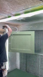 #greeninterior #greenkitchen #paintspraying | Renewing Kitchen & UPVC Sprayers