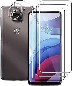 (3+3) For Motorola Moto G Power 2021 (3 Pack) Tempered Glass Screen Protector and (3 Pack) Camera Lens Protector, 9H Hardness, 2.5D, Anti Scratch, HD Clear