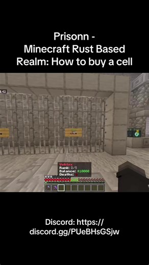 Minecraft Rust Based Prison Server. YouTube/Discord: in bio #minecraftrealm #minecraftbedrock #realm #rustgame #prison