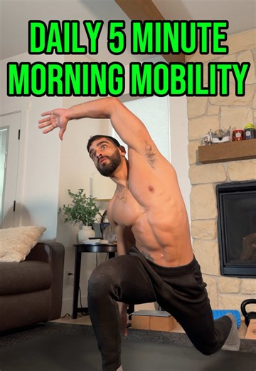 FULL ROUTINE BELOW If you did this every morning, you'd be ahead of the majority. Five minutes. That's it. This isn't a workout - it's a mandatory daily ritual. Cleanses. Mobilizes. Energizes. • The hopping, spirals, and twists drive lymphatic flow — your body's waste system that only moves when you move. • The springy, dynamic transitions rehydrate the spine and remodel fascia — way more effective than just lying on the floor stretching. • The burpees, lunges, and waves wake up your nervous sys