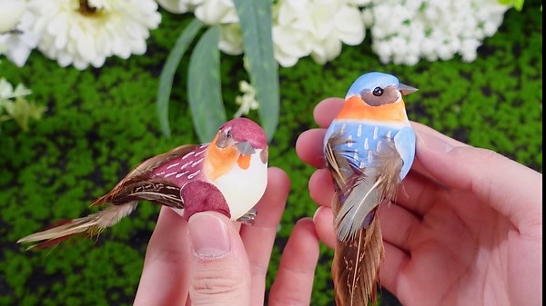 Liliful 12 Pcs Artificial Birds Clip on Tree Decoration Spring Artificial Fake Feather Bird Sparrow Realistic Figures Realistic Sparrow Craft Garden Wreath Spring Decor(Colorful Bird)