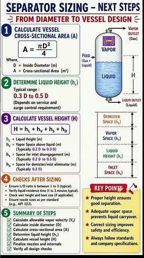 Separator Sizing | From Diameter to Vessel Height | Process Design Engineering #chemicalengineering