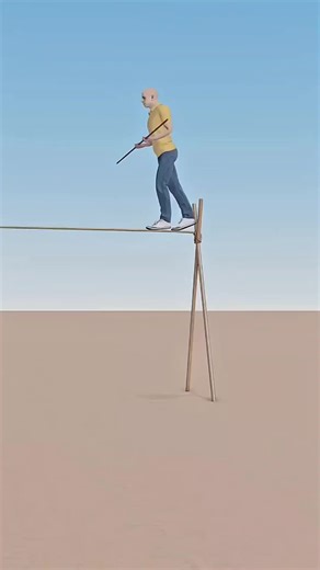 How to balance on a rope: Why tightrope walkers use a pole ⚖️ #3danimation #didyouknow #facts #amazingfacts #physics
